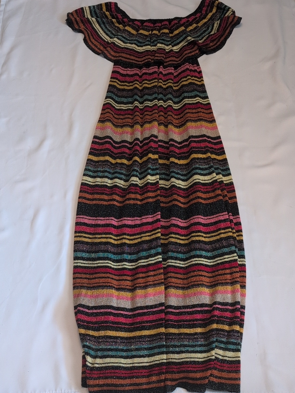 Zara Striped Multicolor Maxi Dress in Black, Pink, Turquoise, Gold, Red